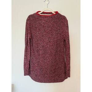 Loft Womens Marled Mockneck Sweater Size Medium Red 100% Cotton Soft Preppy
